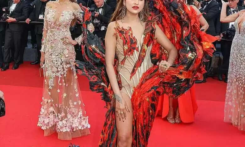 छत्तीसगढ़ की बेटी का जलवा कान्स में, अनोखी ड्रेस पहन रेड कार्पेट पर चली